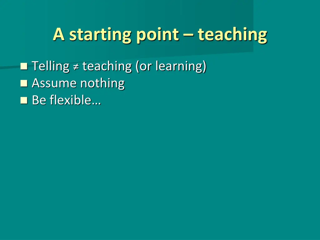 a starting point teaching