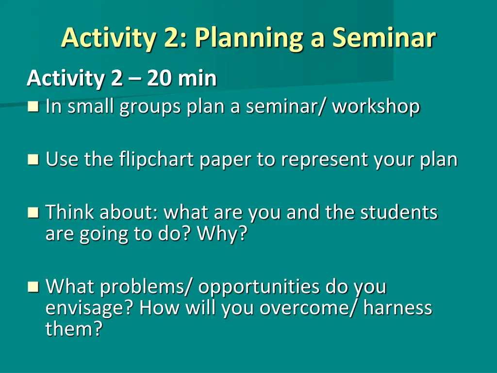 activity 2 planning a seminar