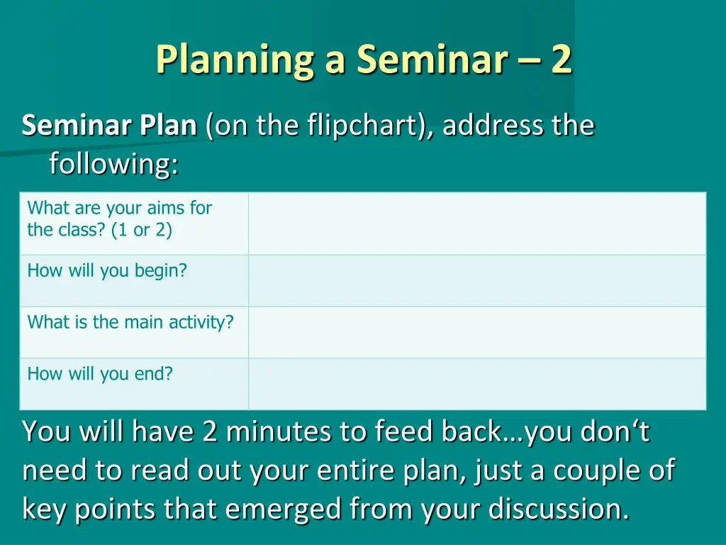 planning a seminar 2