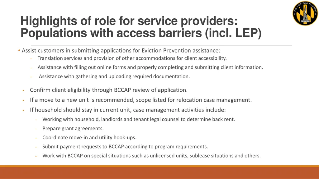 highlights of role for service providers 1