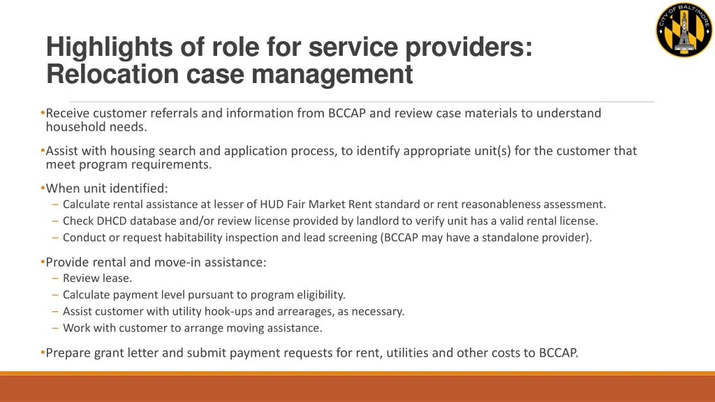 highlights of role for service providers