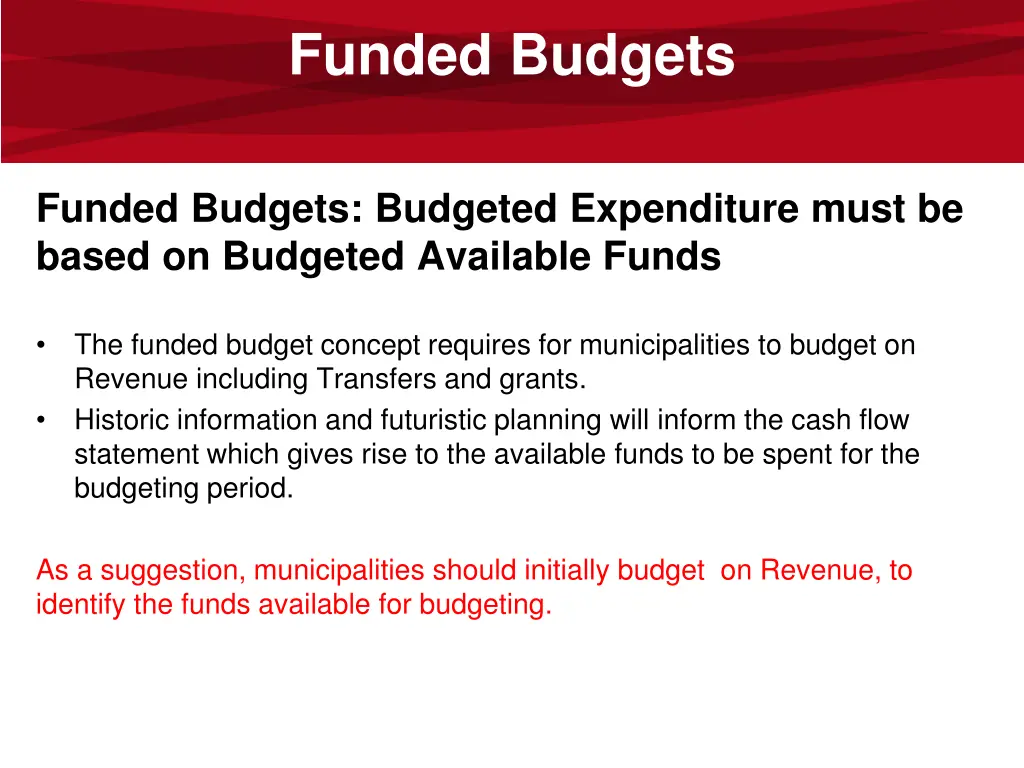 funded budgets