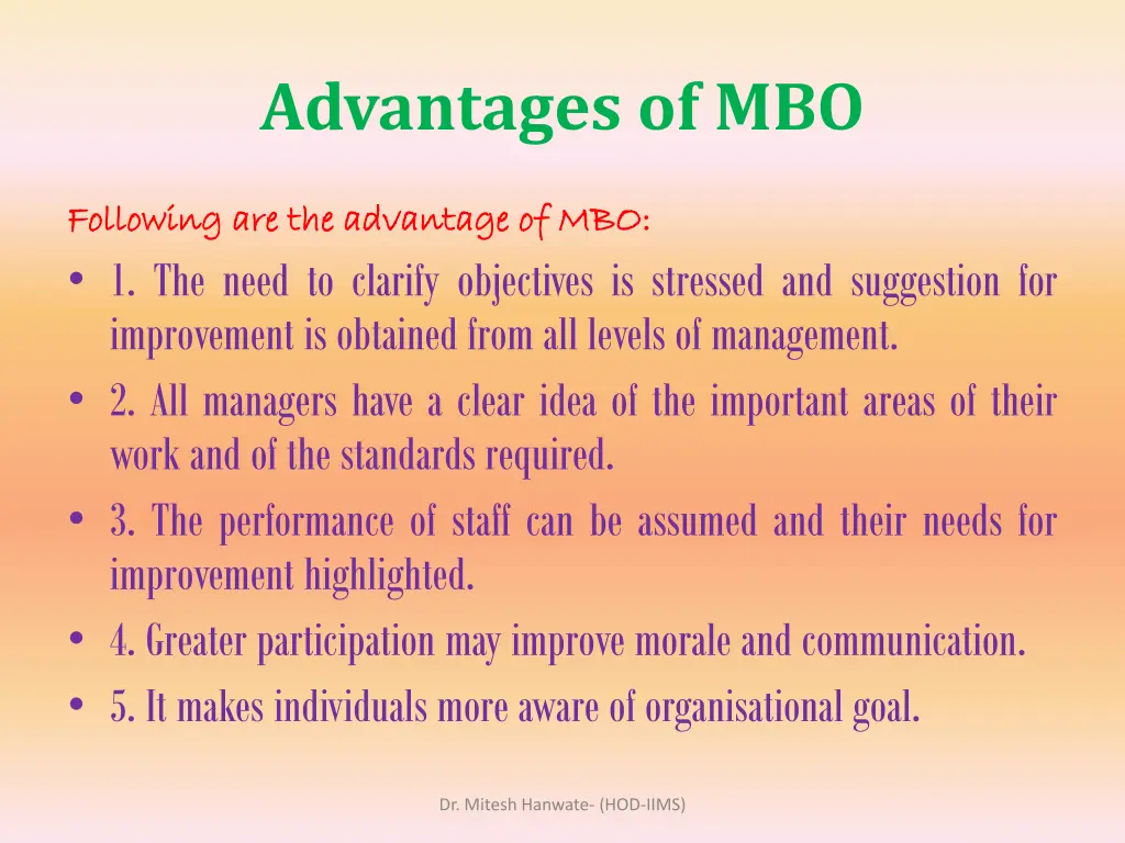 advantages of mbo