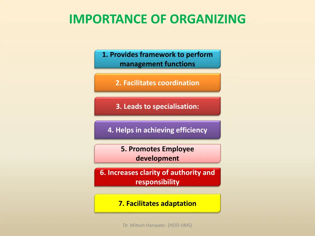 importance of organizing