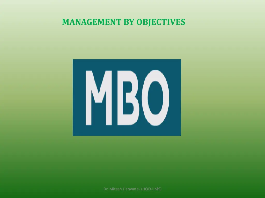 management by objectives