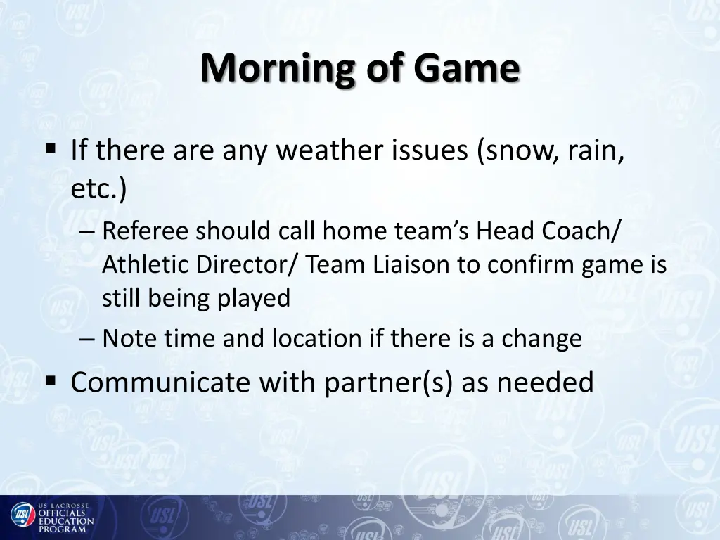 morning of game