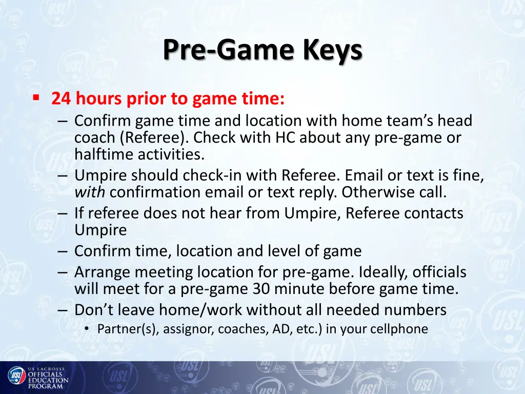 pre game keys