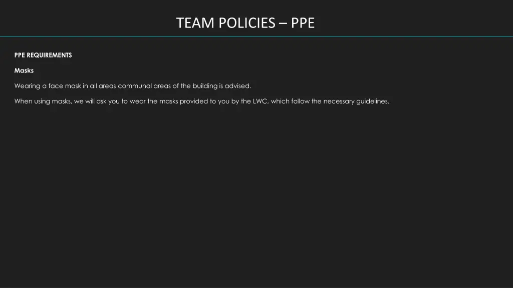team policies ppe