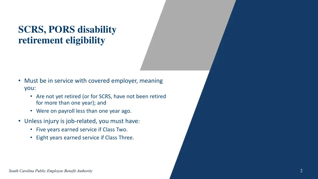 scrs pors disability retirement eligibility