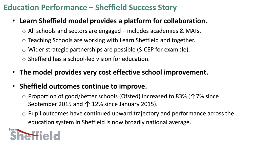 education performance sheffield success story