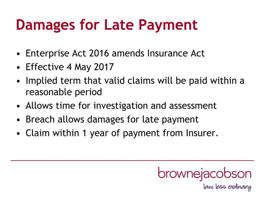 damages for late payment