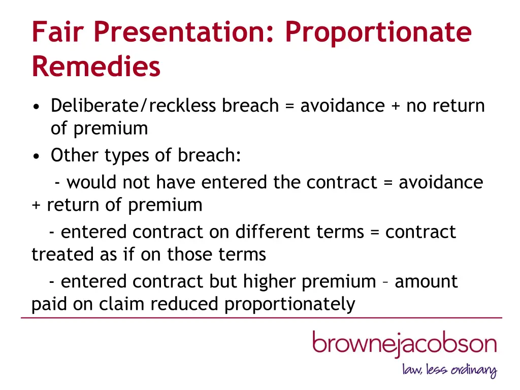 fair presentation proportionate remedies
