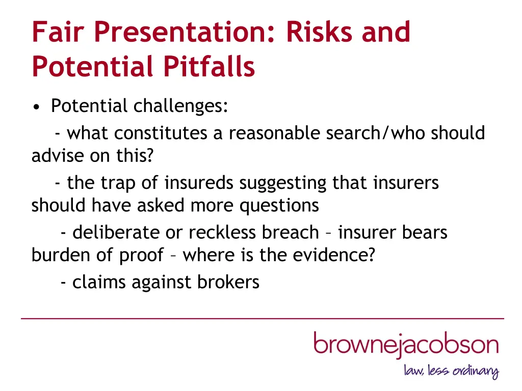 fair presentation risks and potential pitfalls