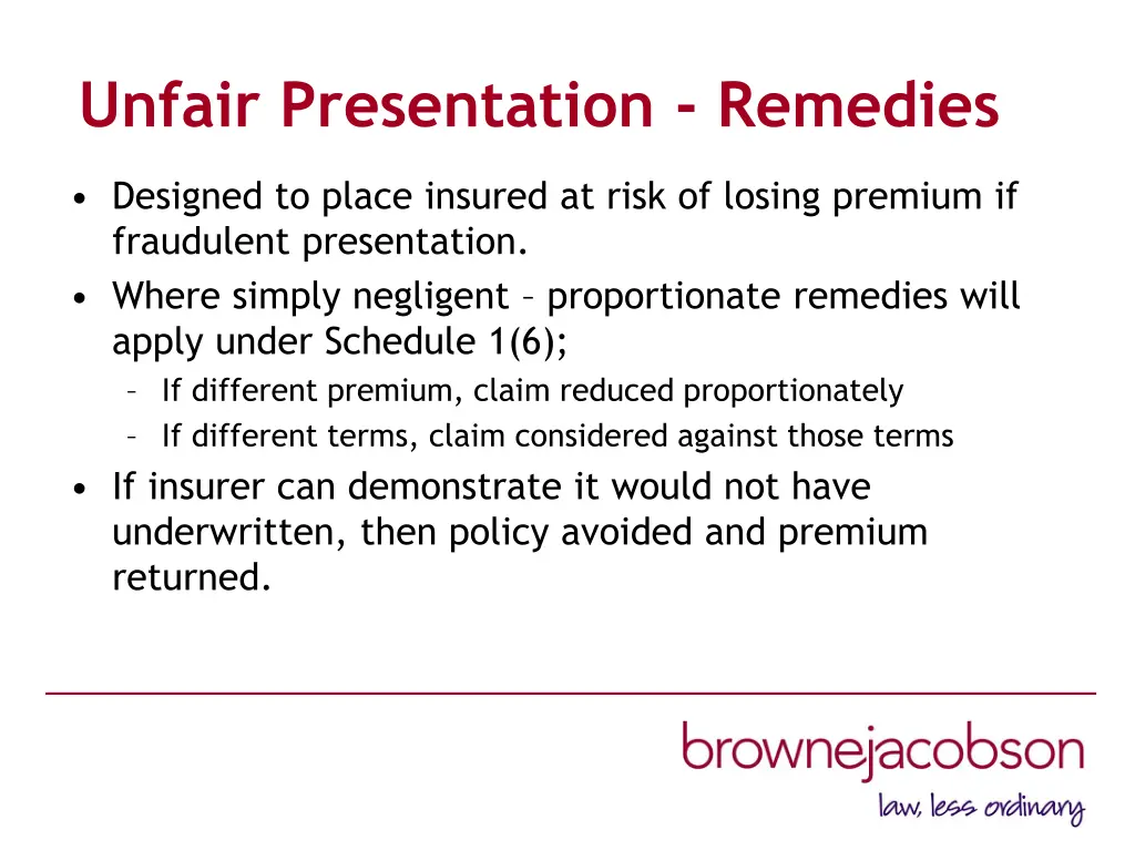 unfair presentation remedies
