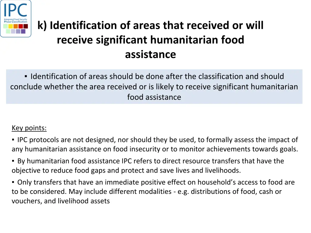 k identification of areas that received or will