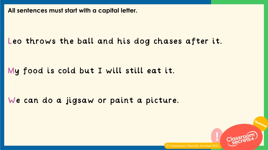all sentences must start with a capital letter