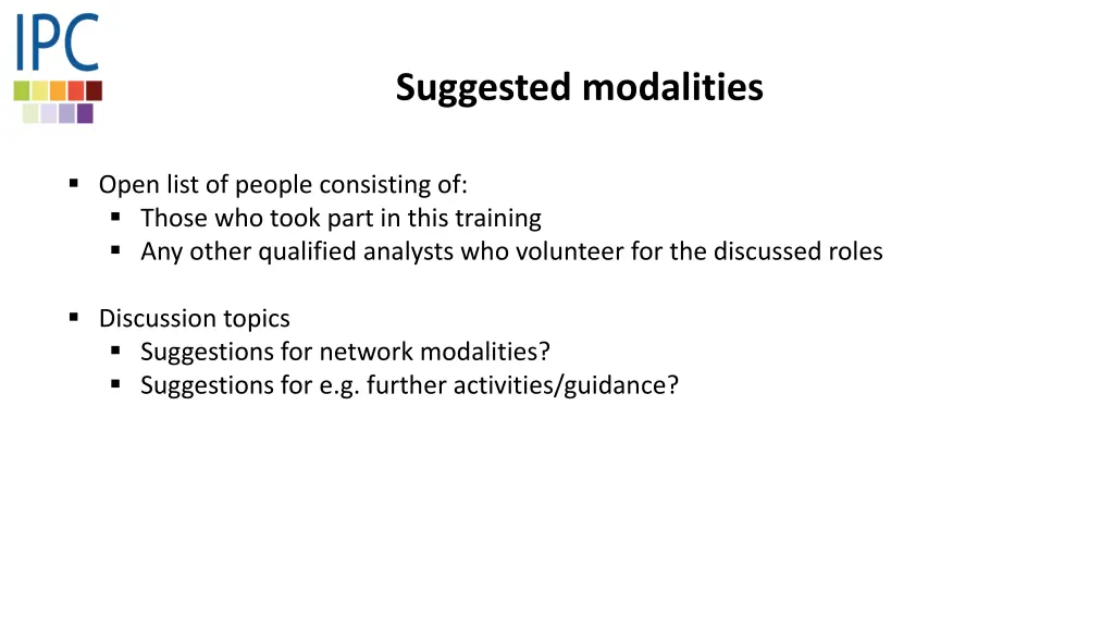 suggested modalities