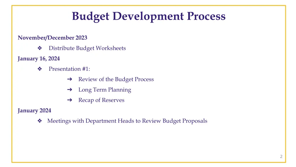 budget development process
