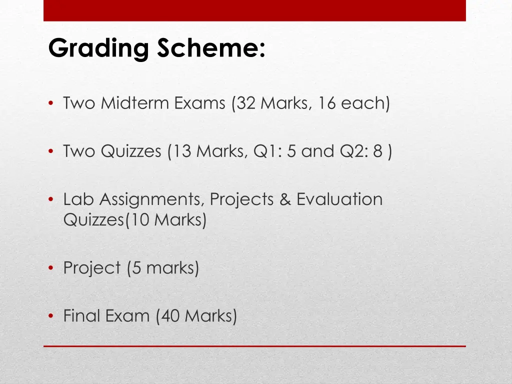 grading scheme