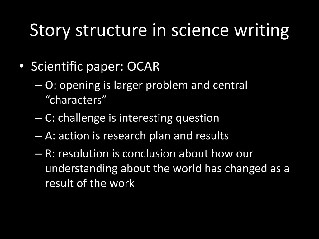 story structure in science writing