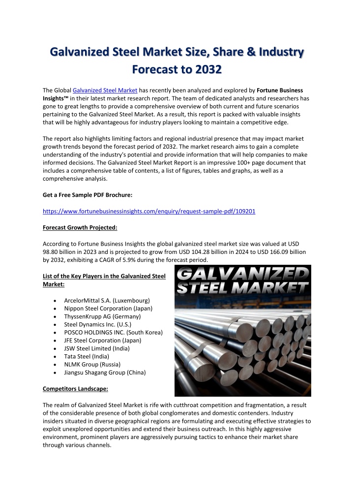 galvanized steel market size share industry