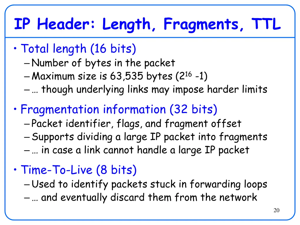 ip header length fragments ttl