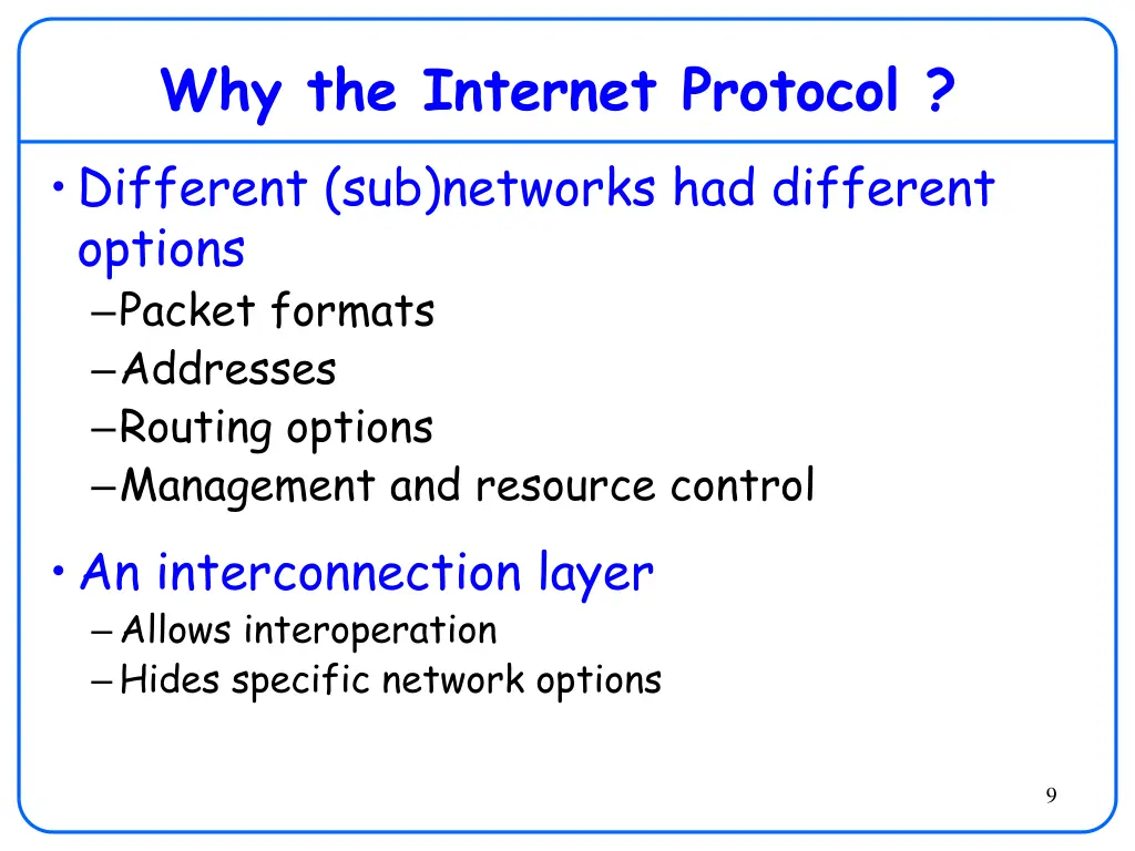 why the internet protocol different sub networks
