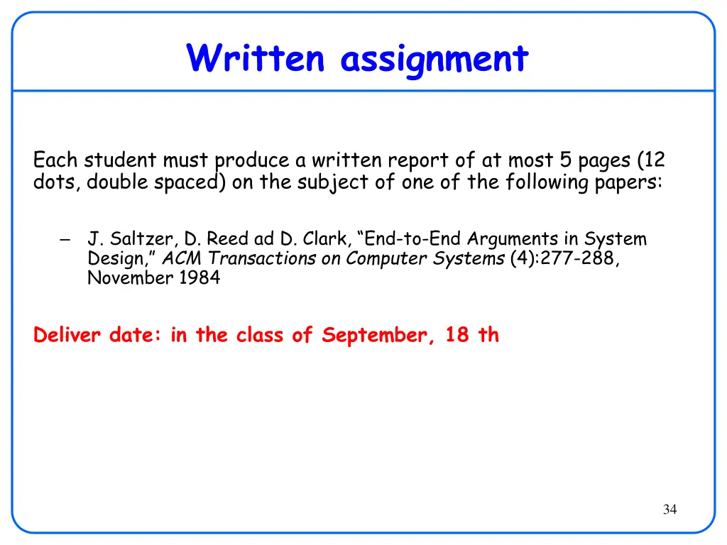 written assignment