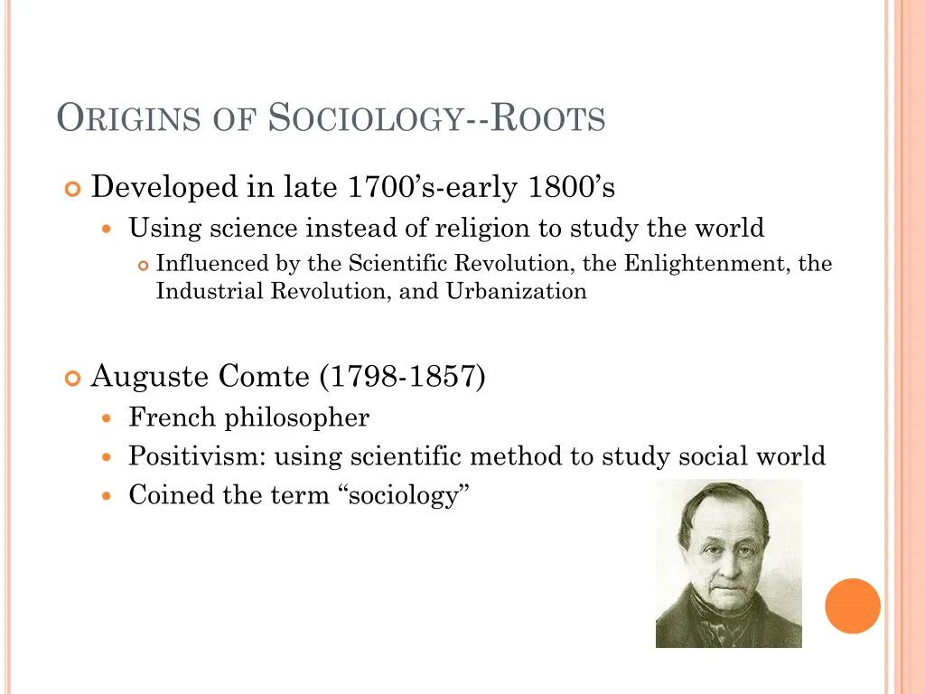 o rigins of s ociology r oots