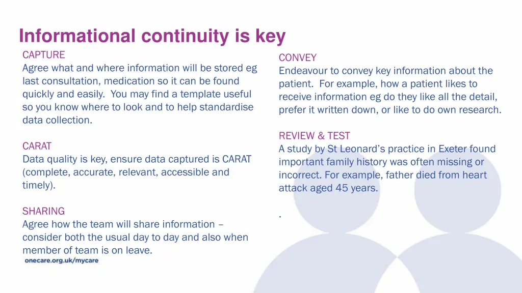 informational continuity is key capture agree