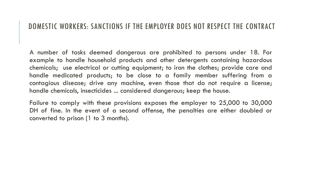 domestic workers sanctions if the employer does 1