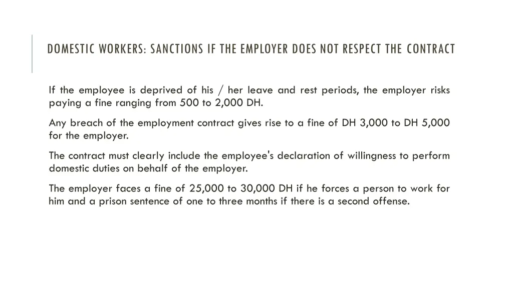 domestic workers sanctions if the employer does