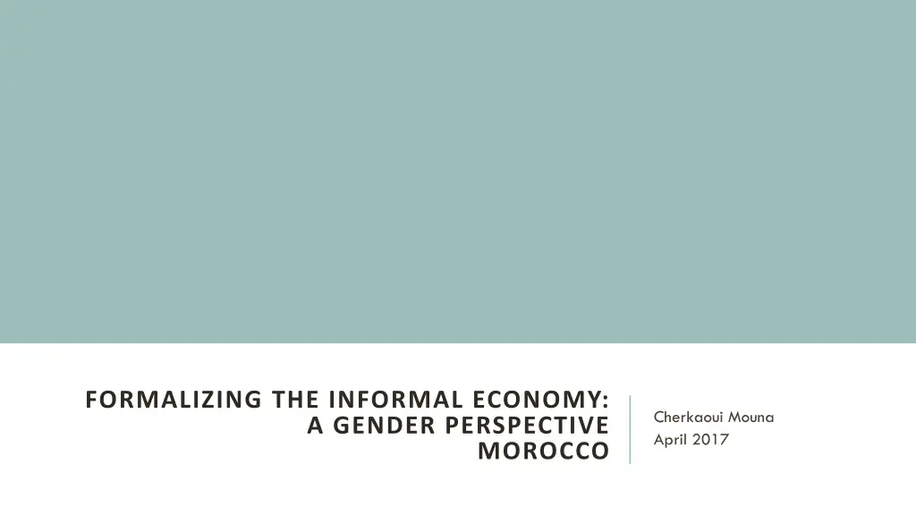 formalizing the informal economy a gender