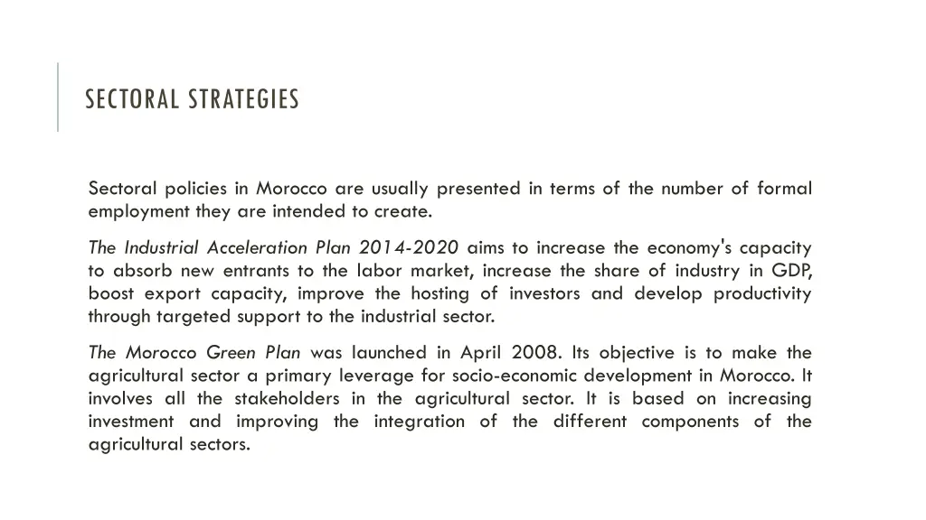 sectoral strategies