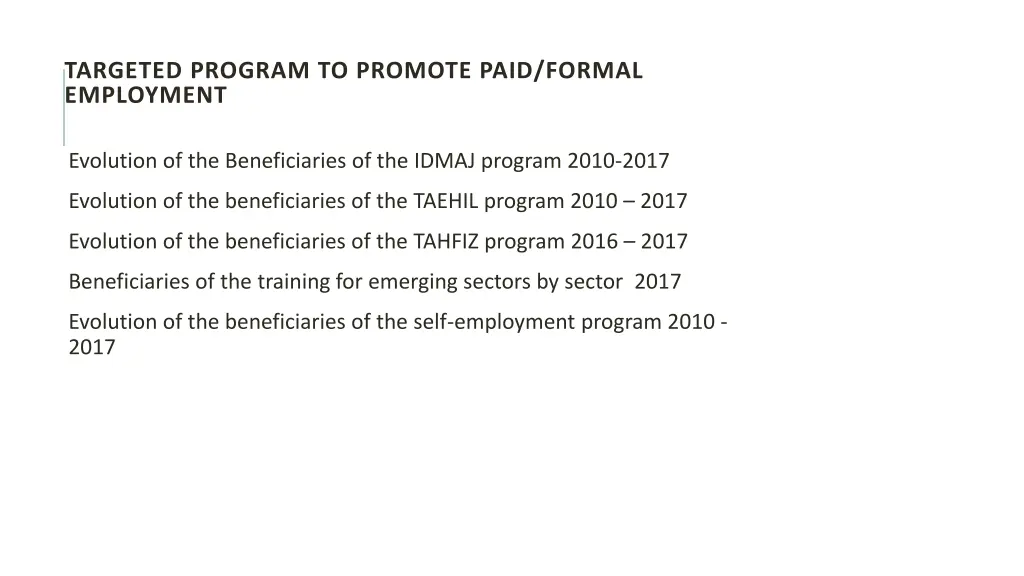targeted program to promote paid formal employment