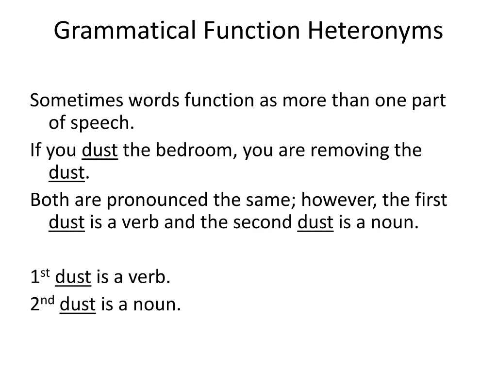 grammatical function heteronyms