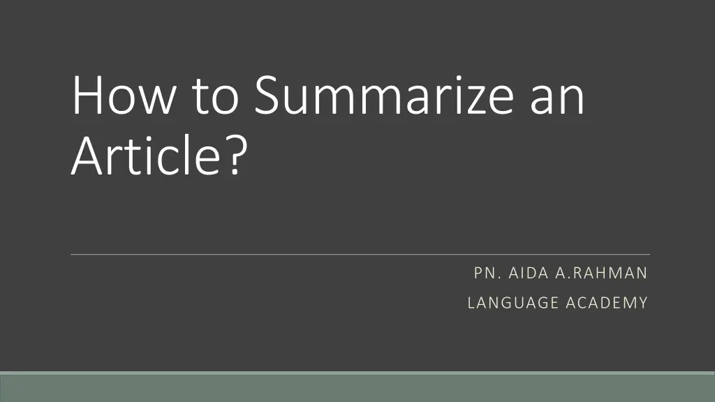 how to summarize an article