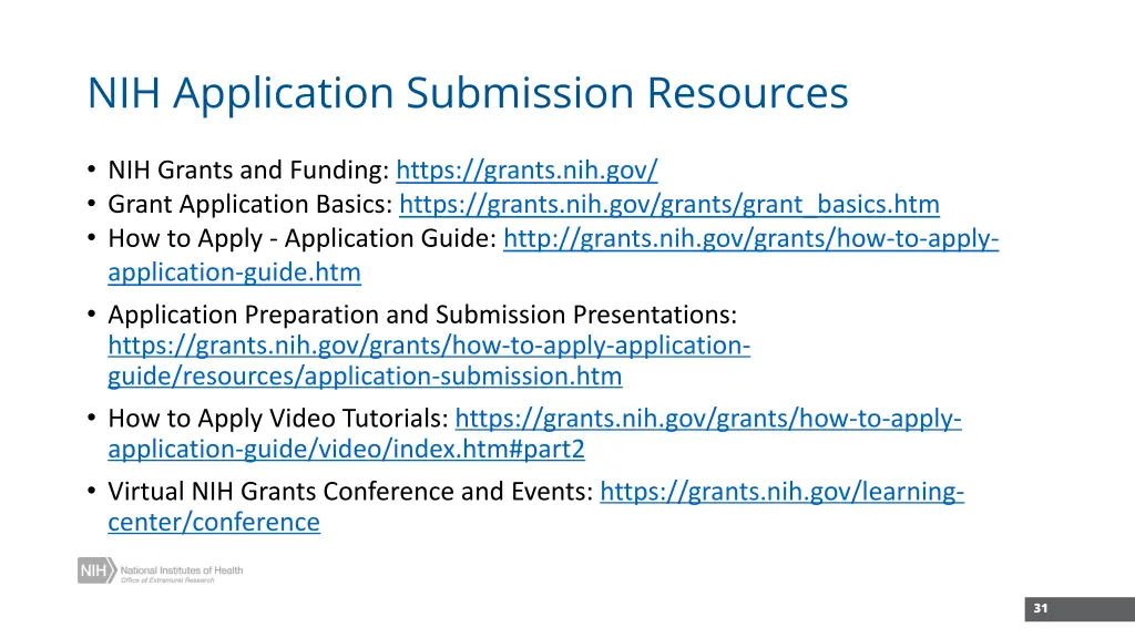 nih application submission resources