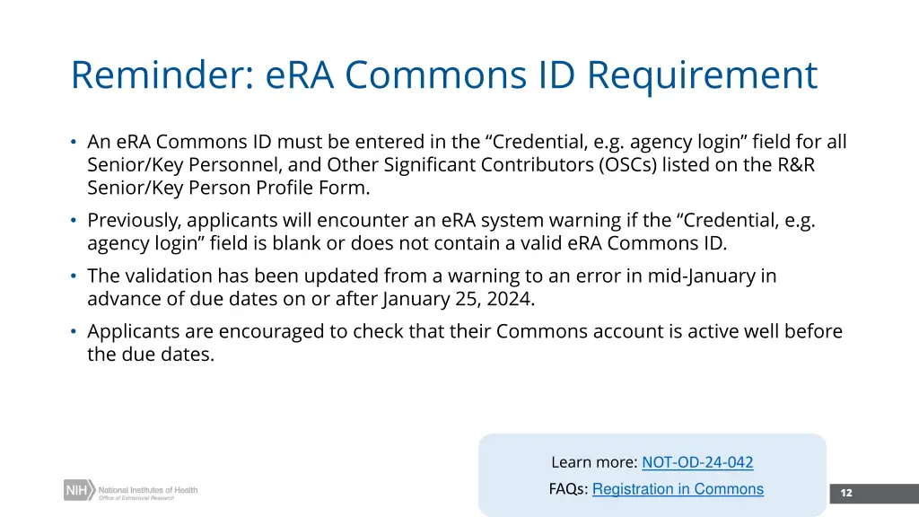reminder era commons id requirement