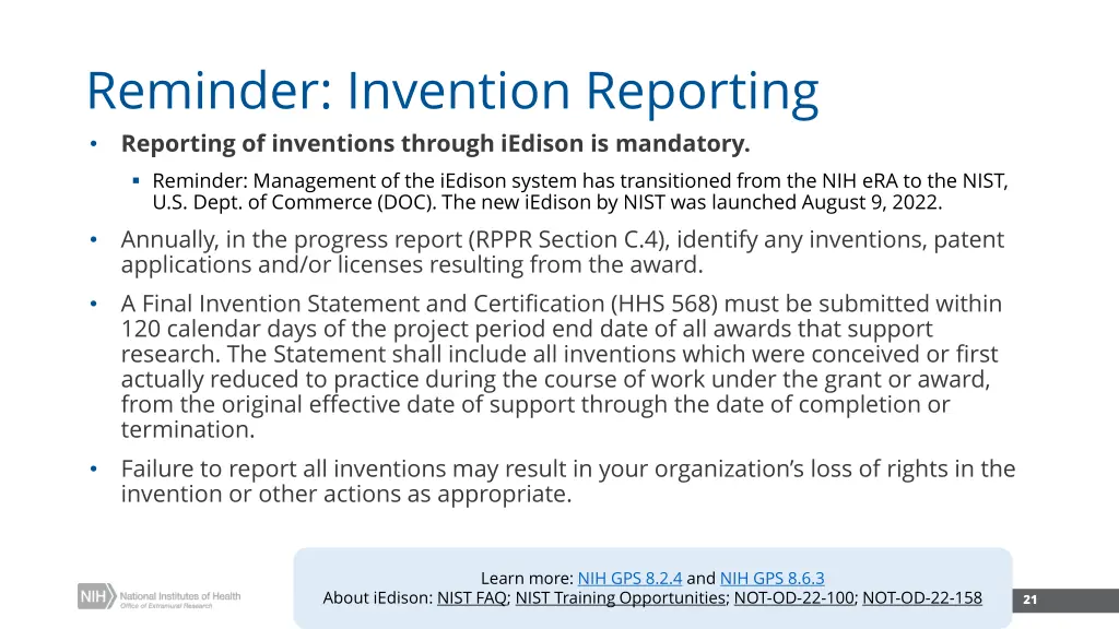 reminder invention reporting reporting