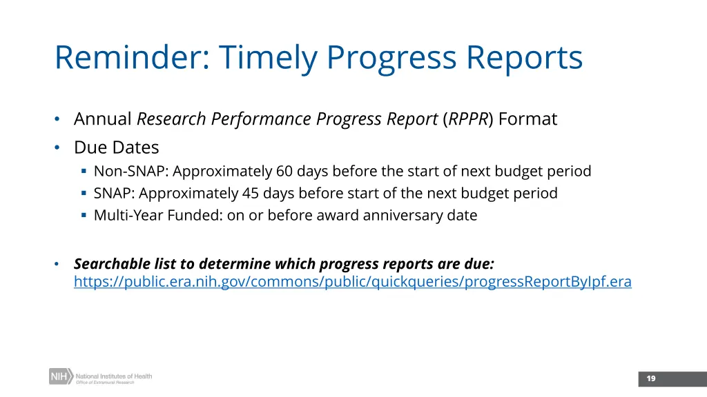reminder timely progress reports