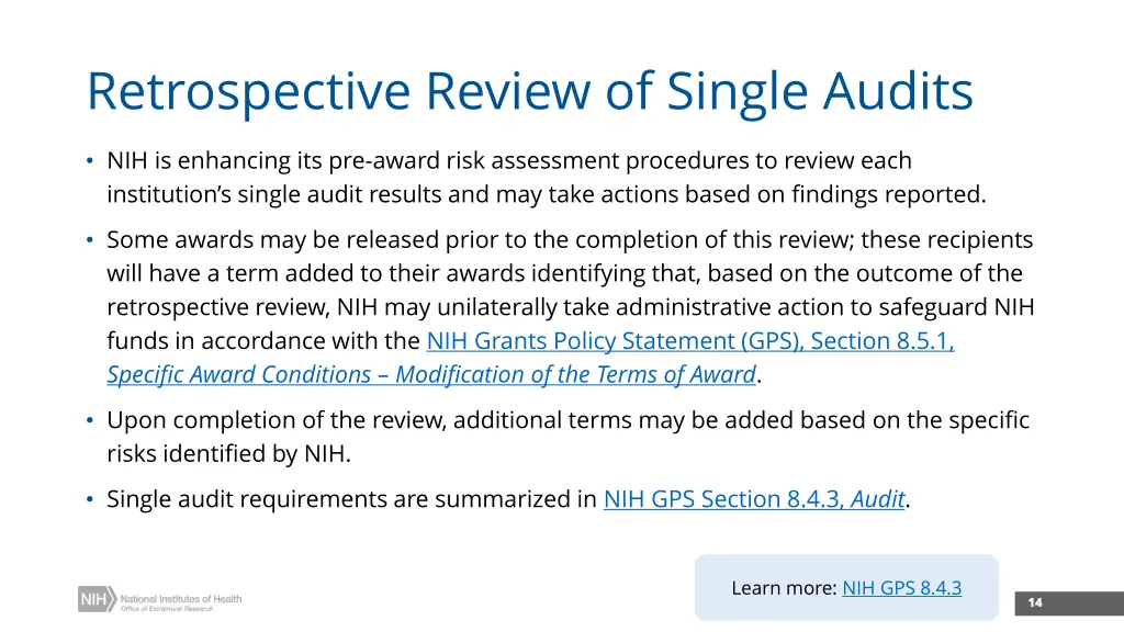 retrospective review of single audits