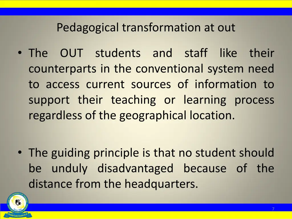 pedagogical transformation at out