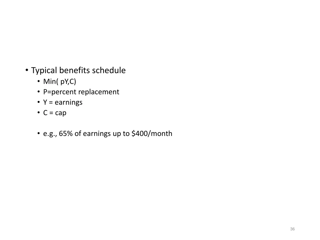 typical benefits schedule min py c p percent