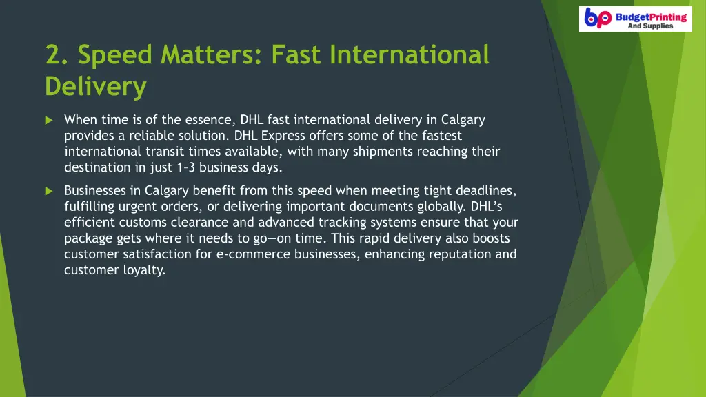 2 speed matters fast international delivery