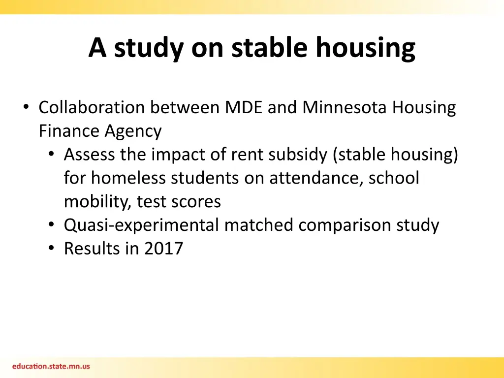a study on stable housing
