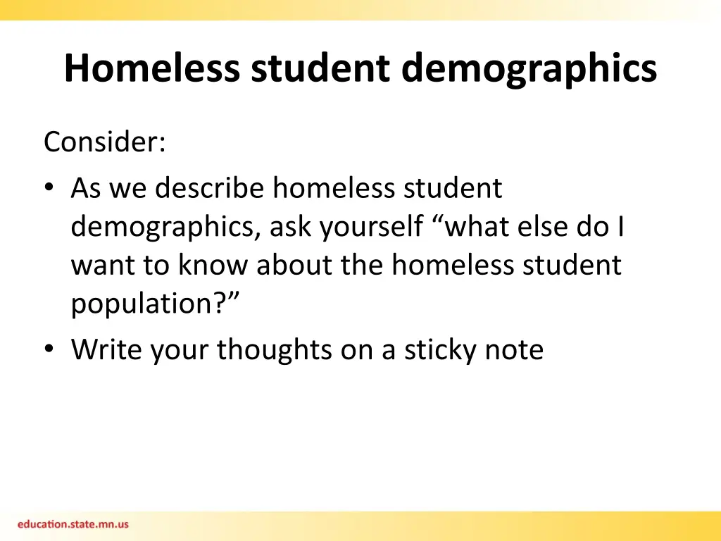 homeless student demographics