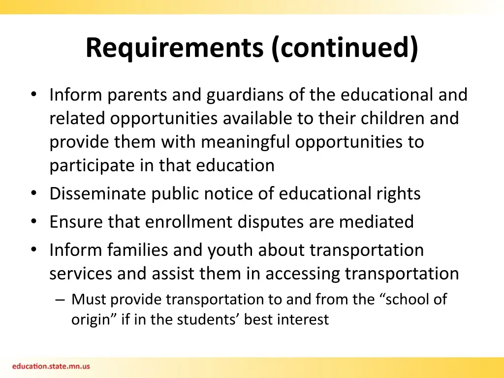 requirements continued