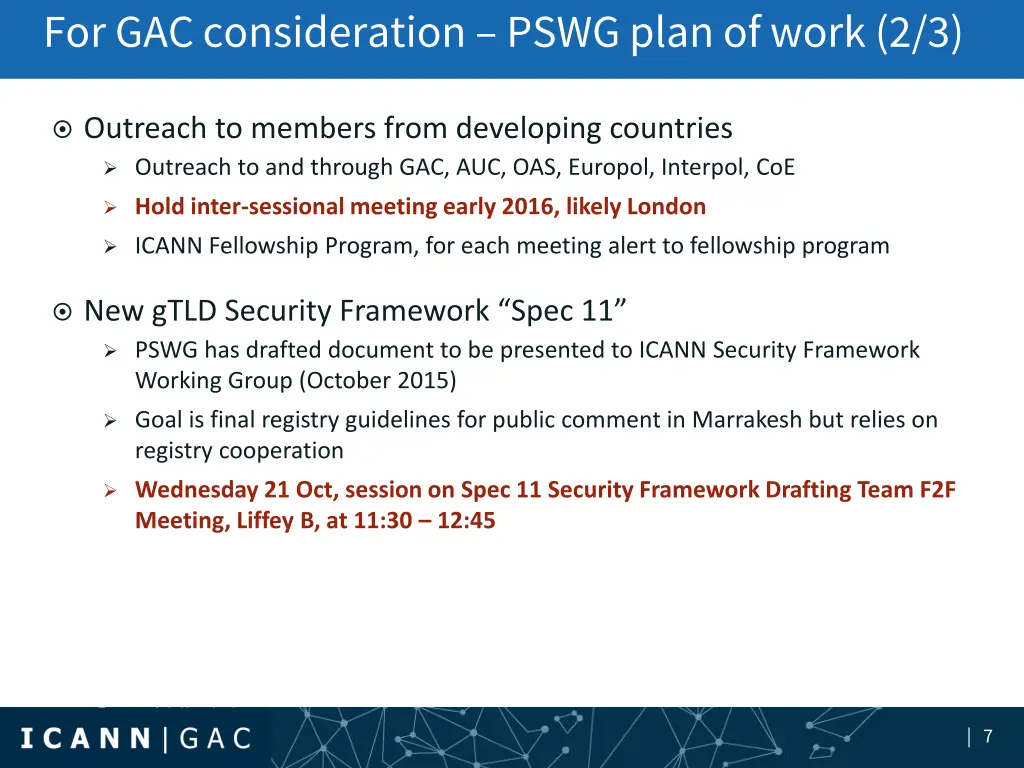 for gac consideration pswg plan of work 2 3