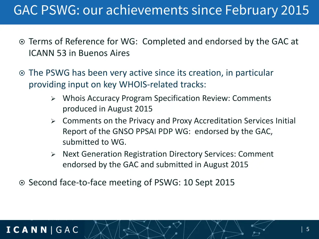 gac pswg our achievements since february 2015